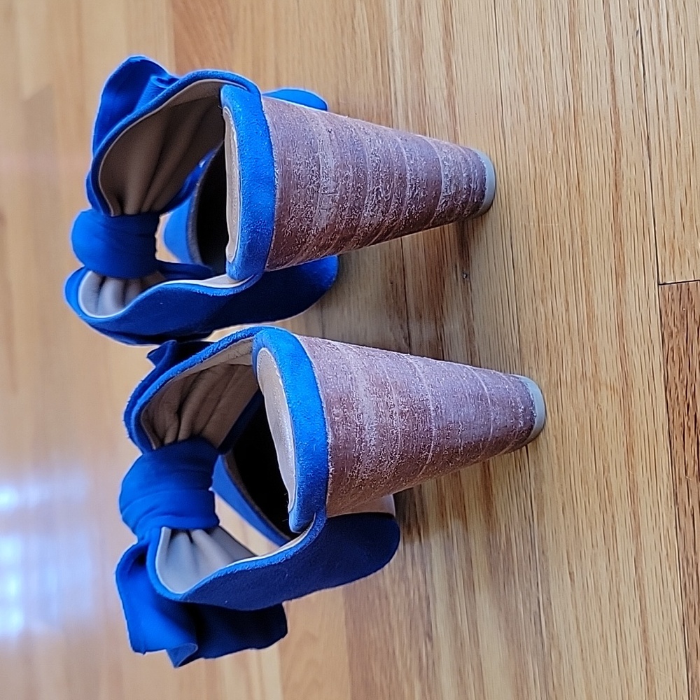 Ulla Johnson Royal Blue Heels with Bow Accent - Picture 4 of 16